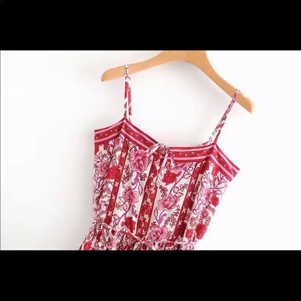 Boho Gypsy Floral Tiered Maxi Dress Blue Yellow - Picture 8 of 15